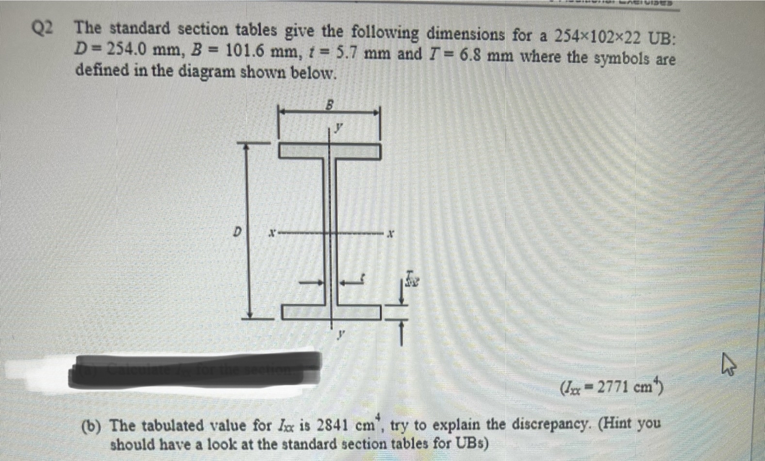 Q 2 The standard section tables give the