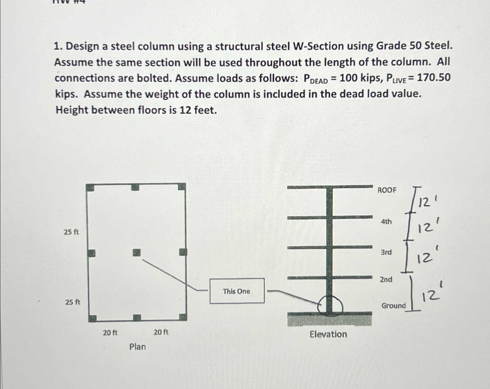 Design a steel column using a structural steel W