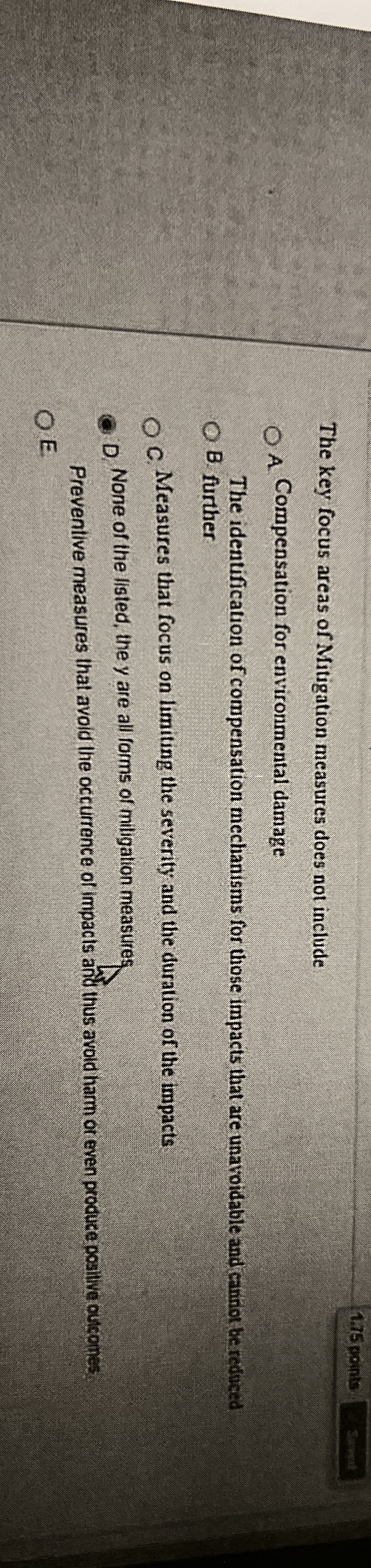 The key focus areas of Mitigation measures does