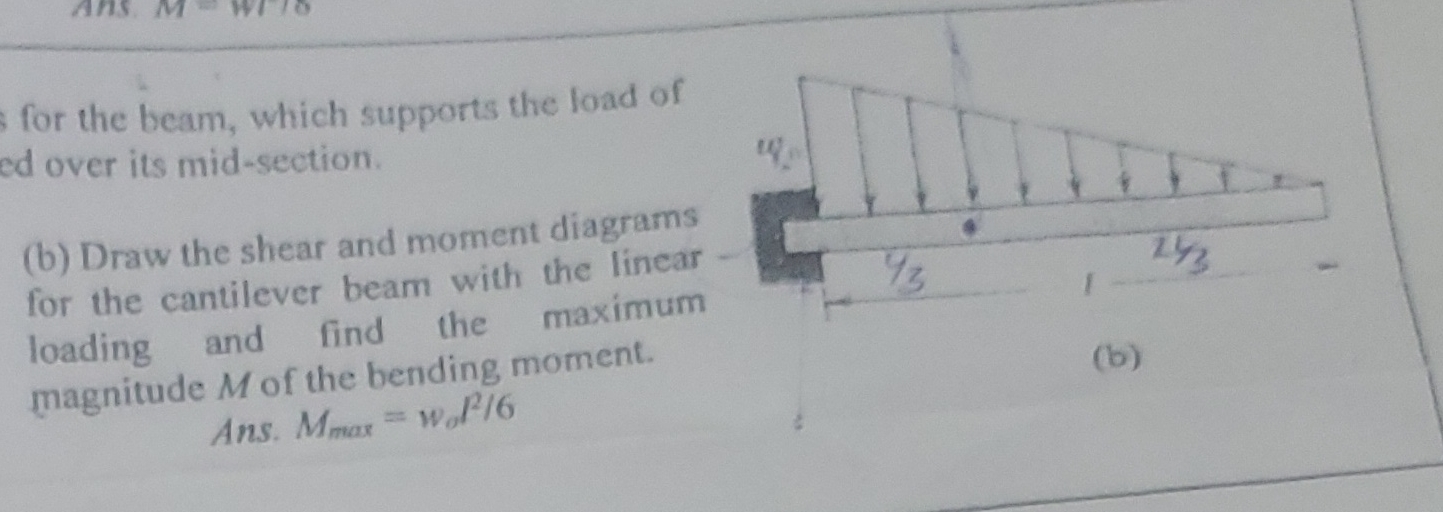 ( b ) Draw the shear and moment diagrams for the