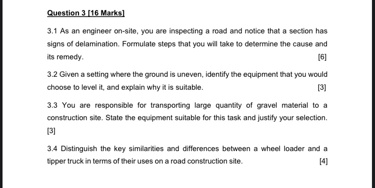 Question 3 [ 1 6 Marks ] 3 . 1 As an engineer on