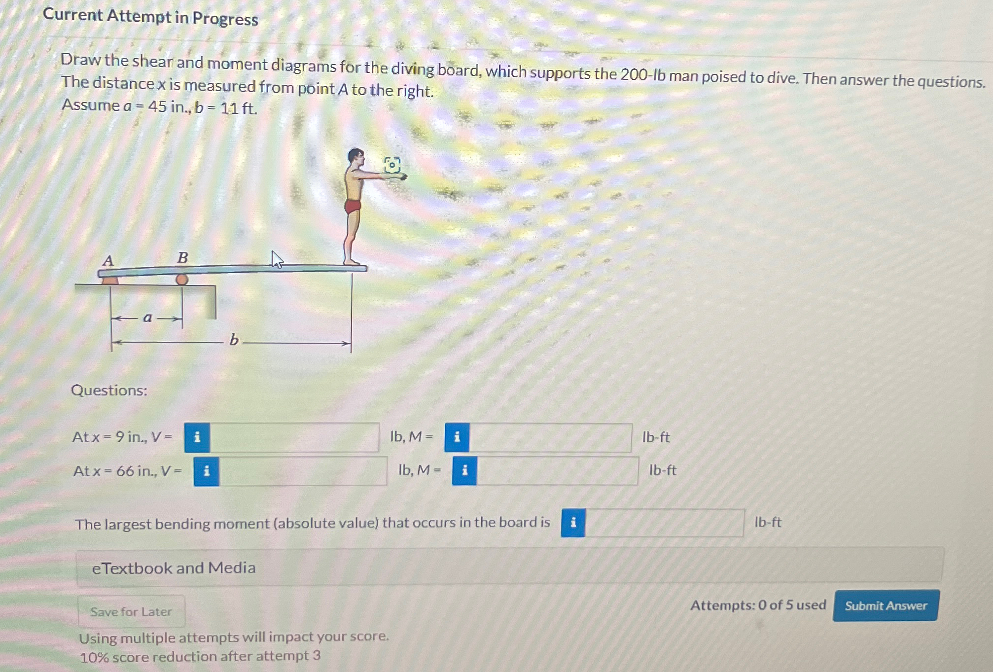 Current Attempt in Progress Draw the shear and