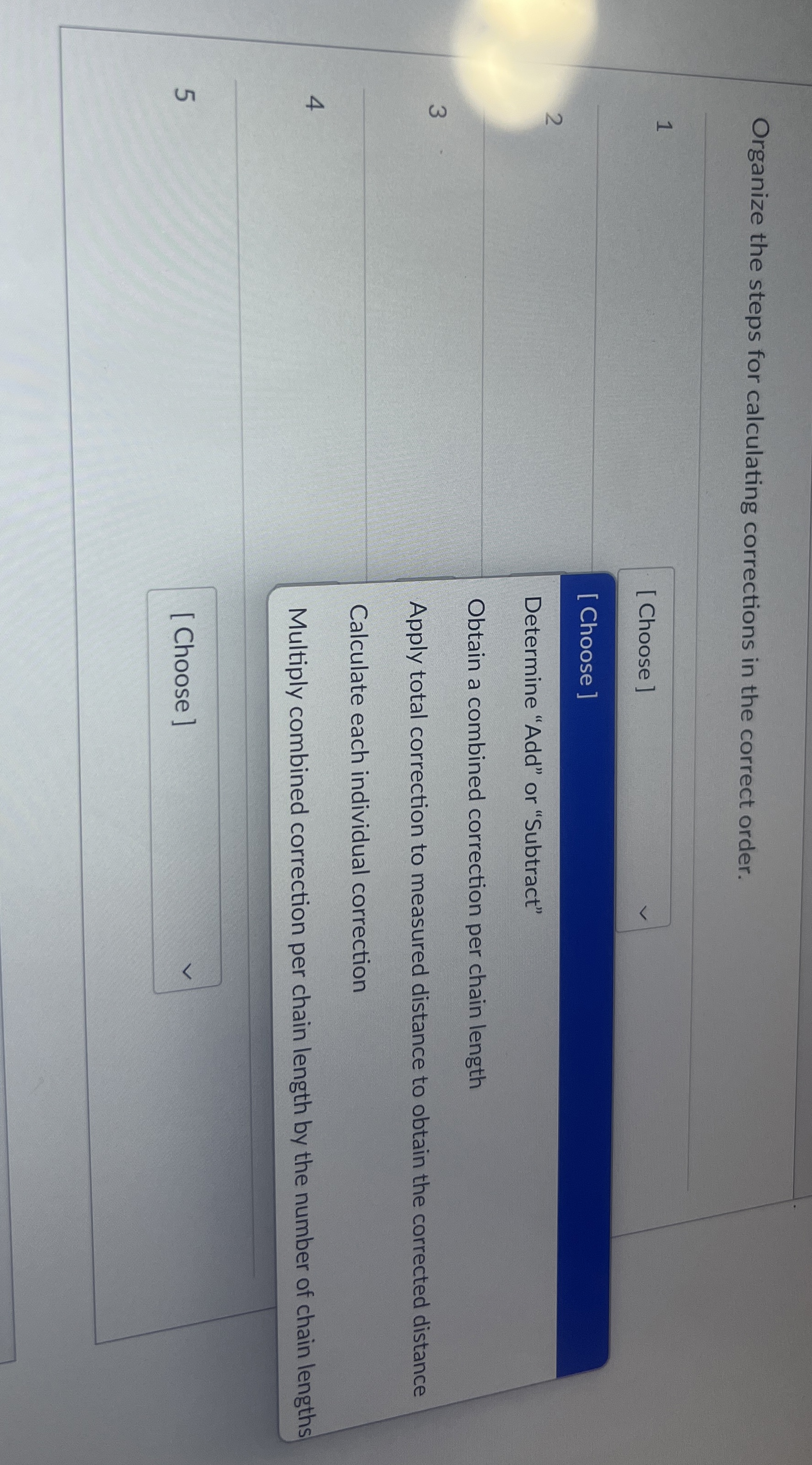 Organize the steps for calculating corrections in