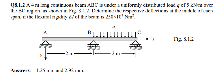 Q 8 . 1 . 2 A 4 m long continuous beam ABC is