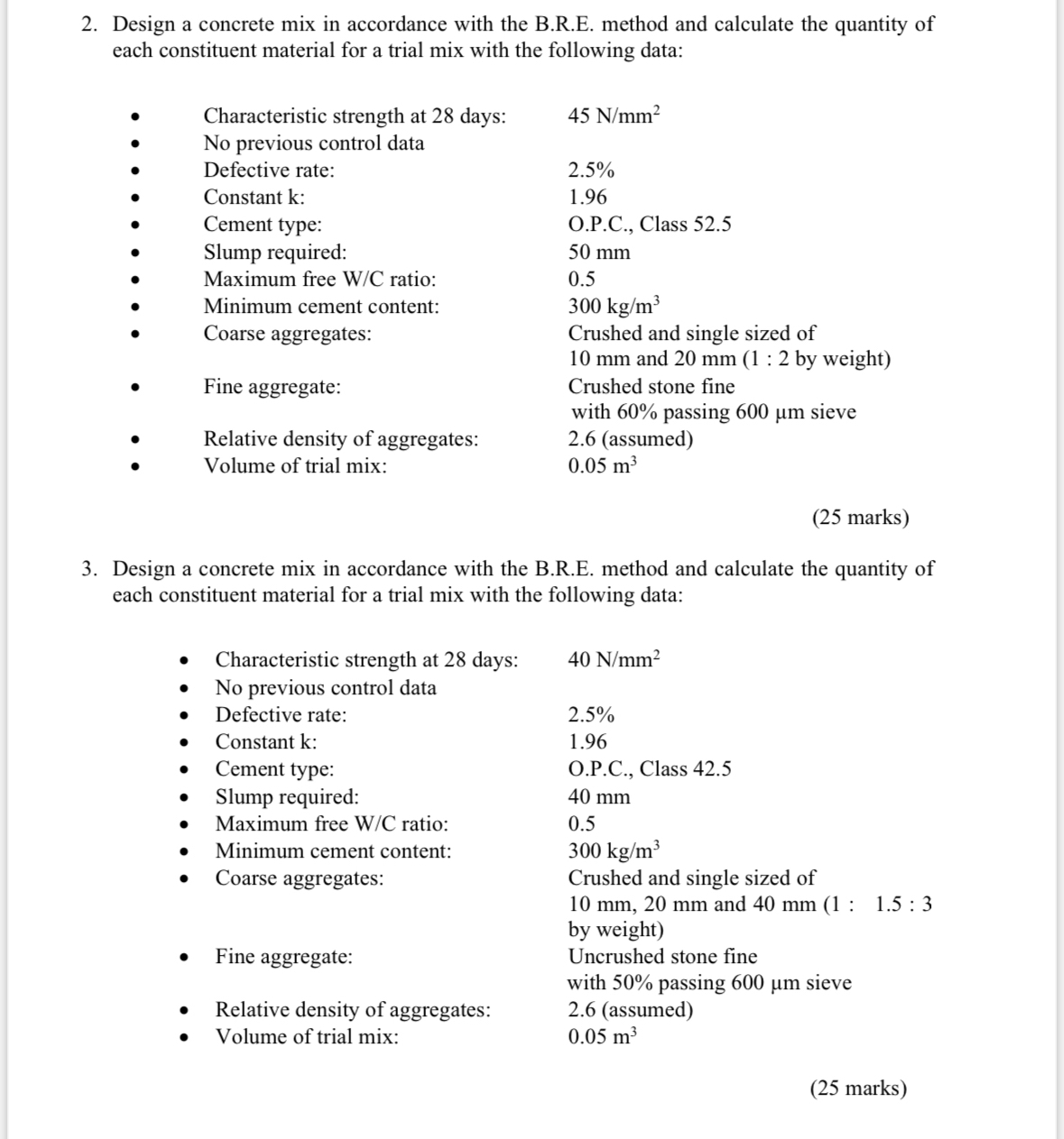 Design a concrete mix in accordance with the B .