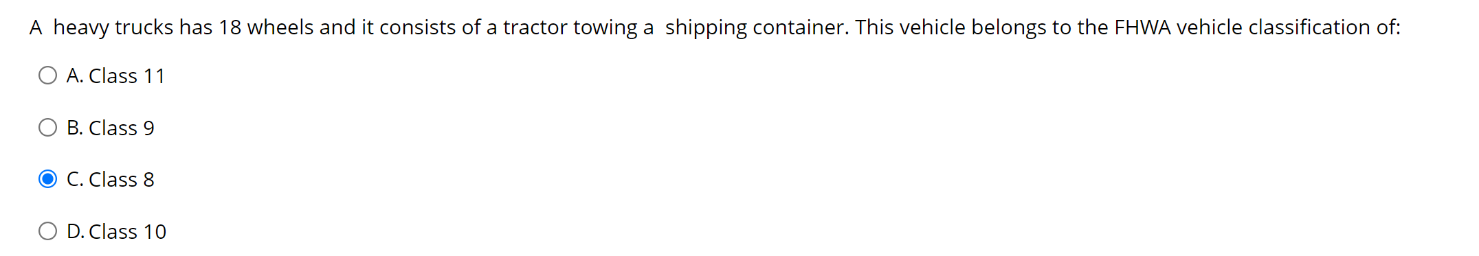 A heavy trucks has 1 8 wheels and it consists of