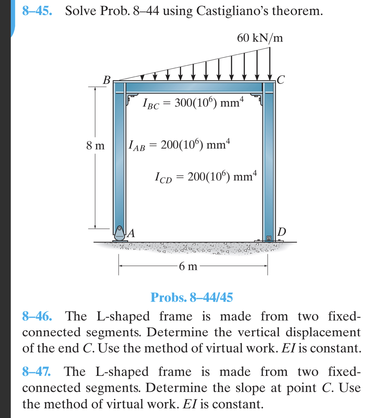 8 - 4 7 . The L - shaped frame is made from two