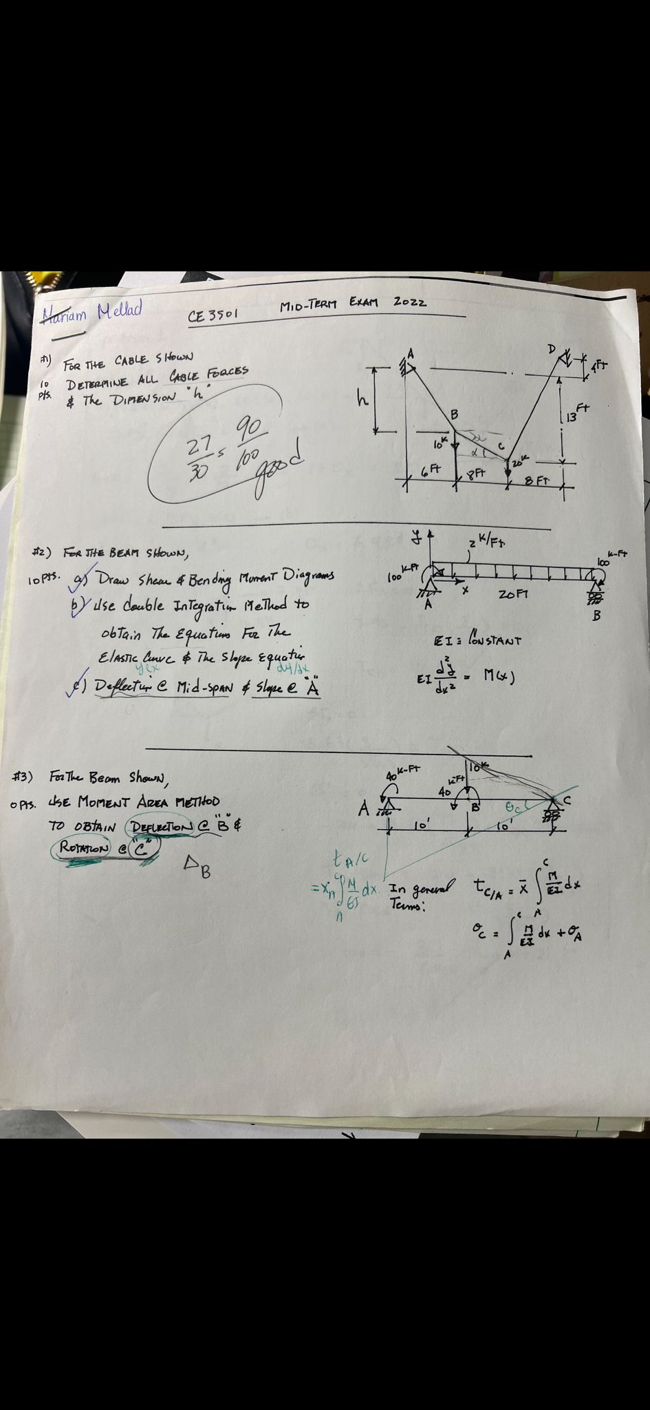 F 1 ) FOR THE CABLE SHOWN 1 0 Detrerine AlL Gable