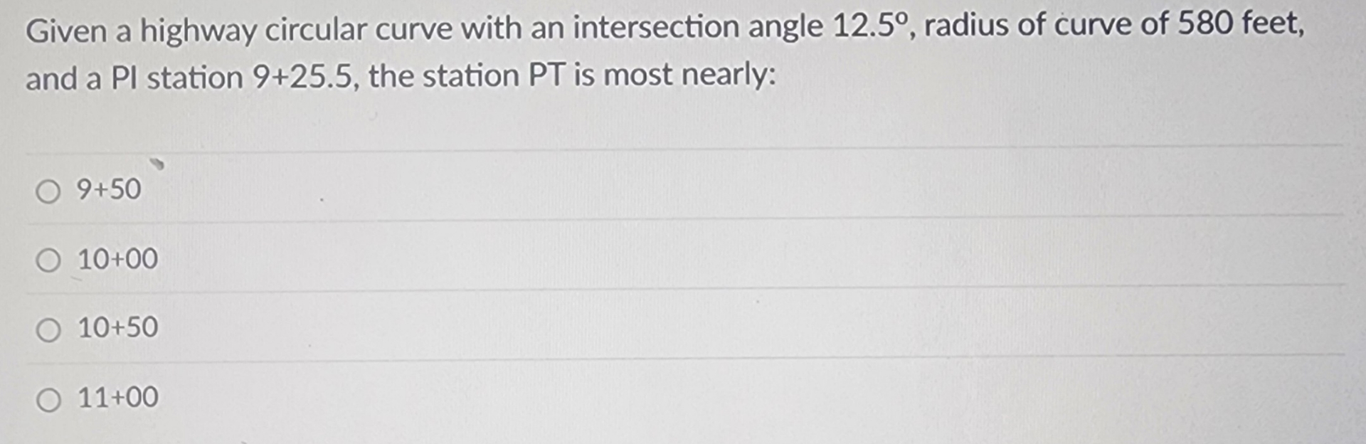 Given a highway circular curve with an