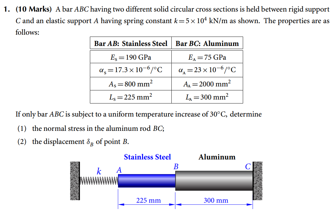 ( 1 0 Marks ) A bar ABC having two different
