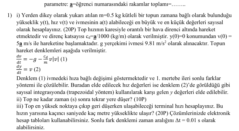 parametre: a = 2 3 = i ) Yerden dikey olarak