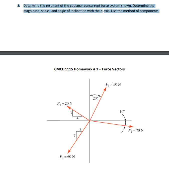 8 . Determine the resultant of the coplanar