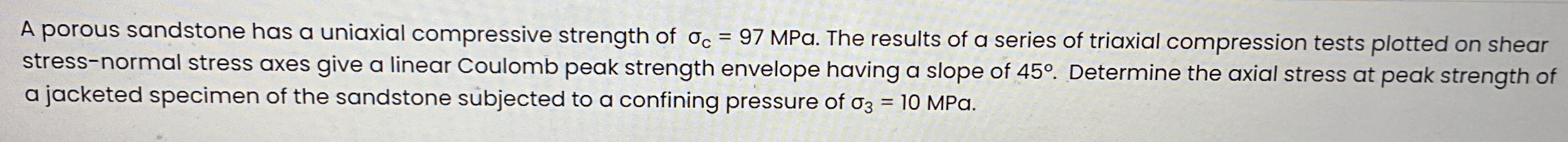 A porous sandstone has a uniaxial compressive