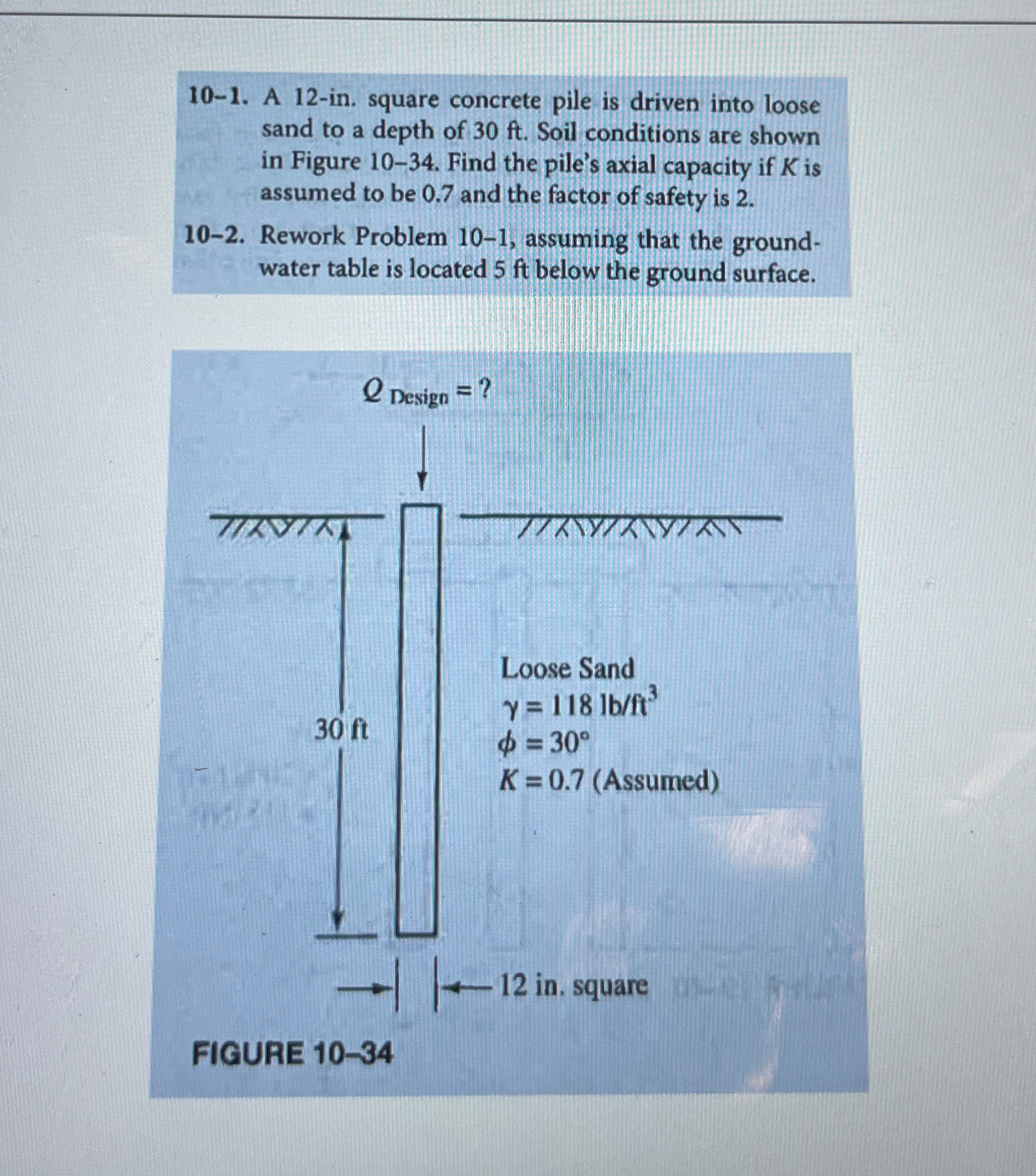 1 0 - 1 . A 1 2 - in . square concrete pile is