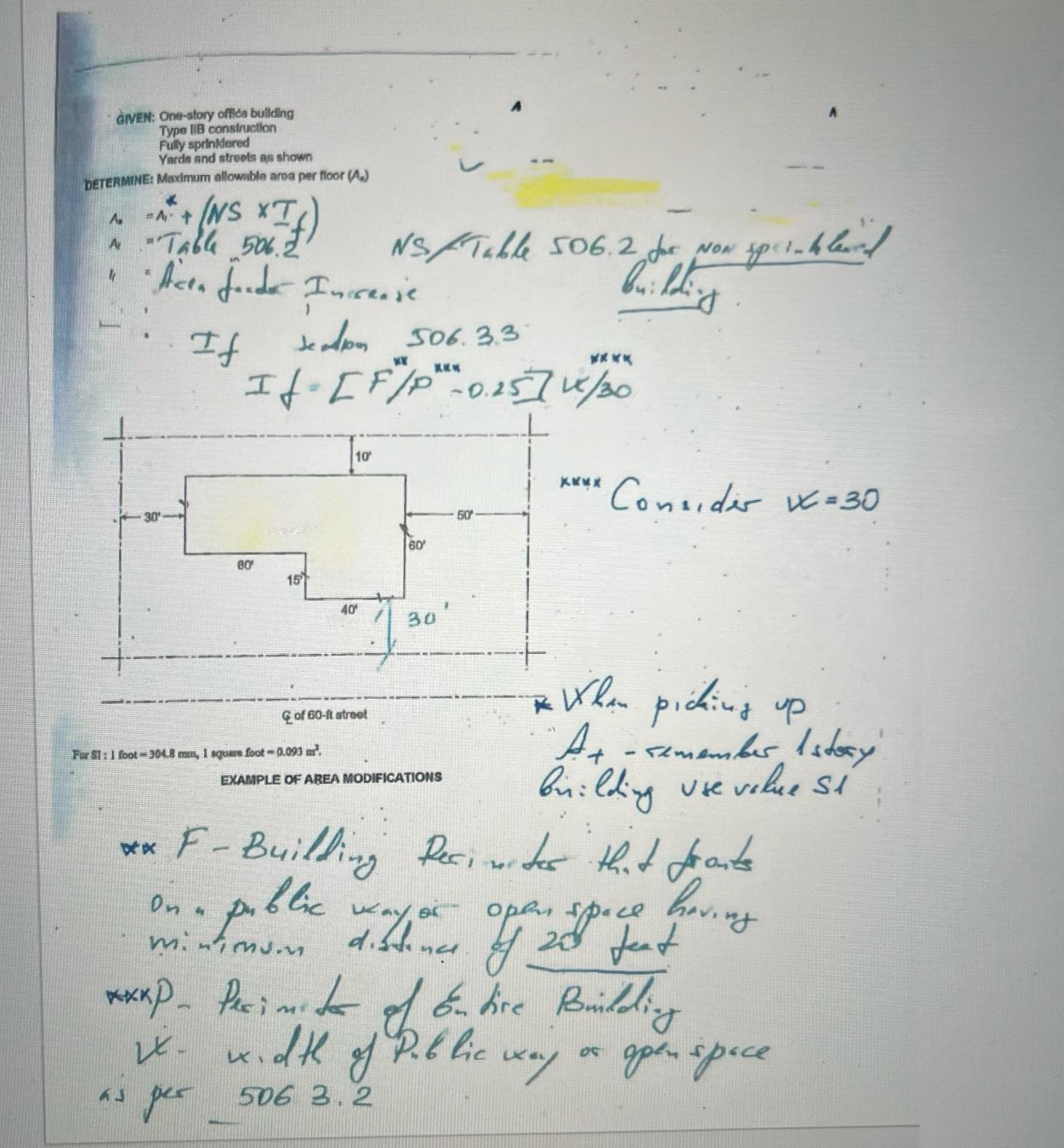 Determine maximum allowable area per foot given