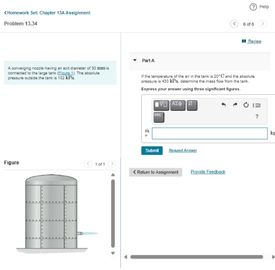 Problem 1 3 . 3 4 A converging noczle having an