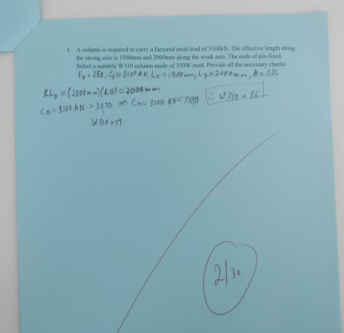 A column is required to carry a factored axial
