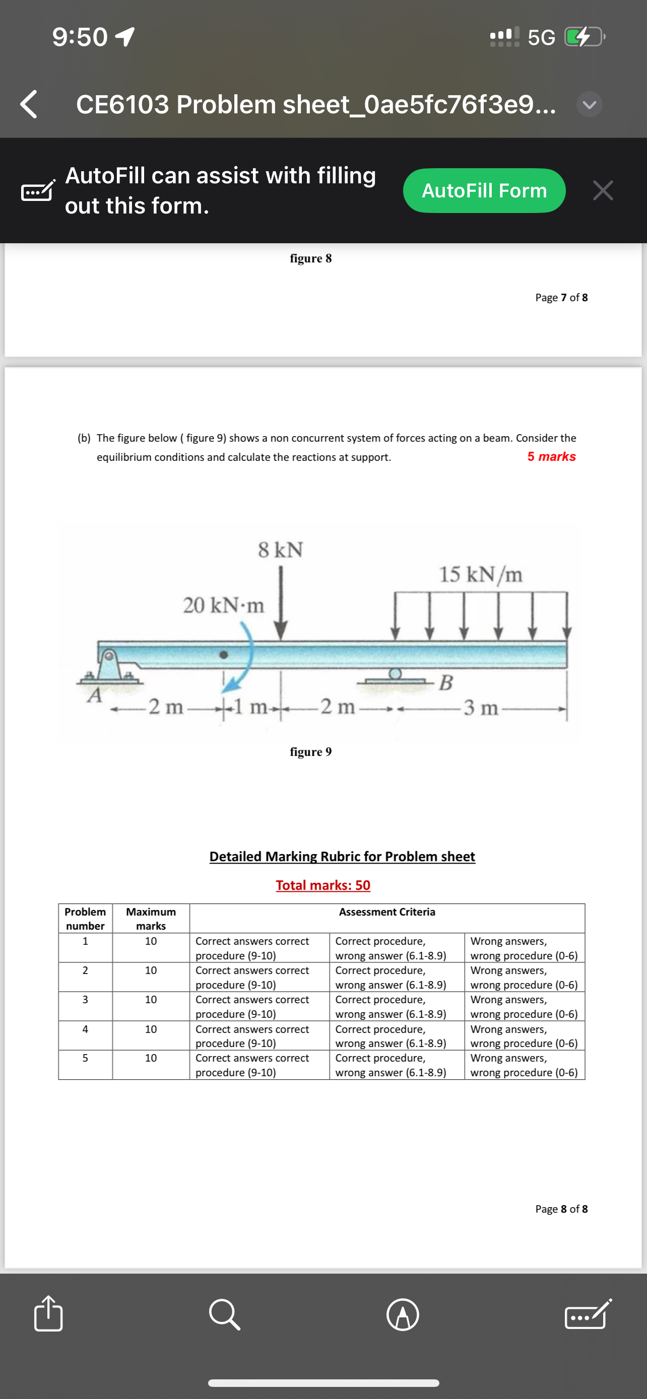 9 : 5 0 5 G CE 6 1 0 3 Problem sheet _ 0 ae 5 fc