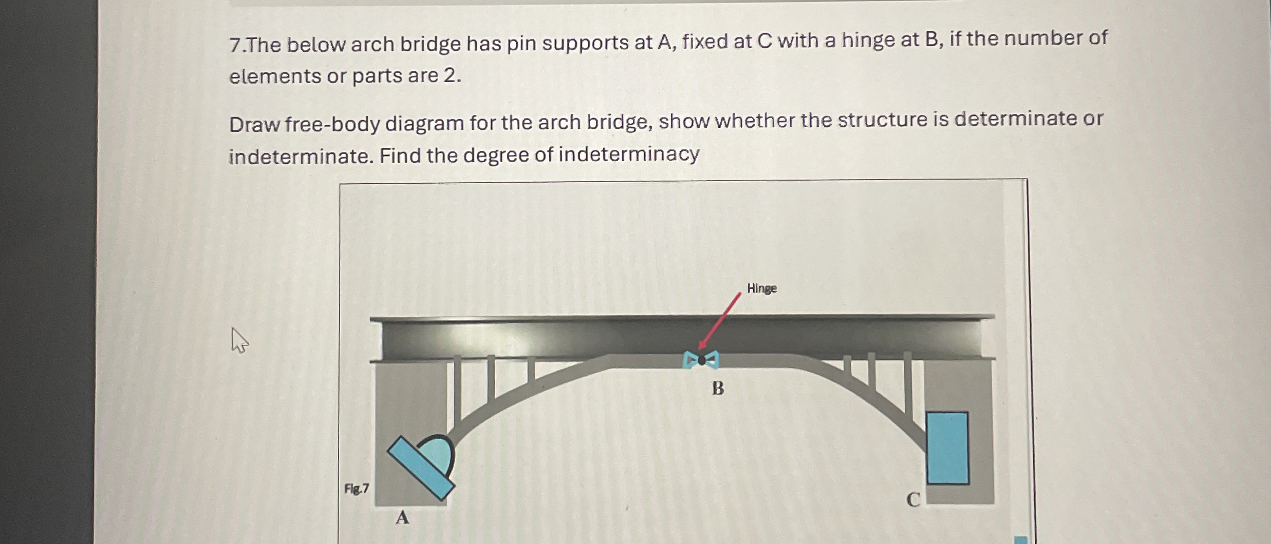 The below arch bridge has pin supports at A ,