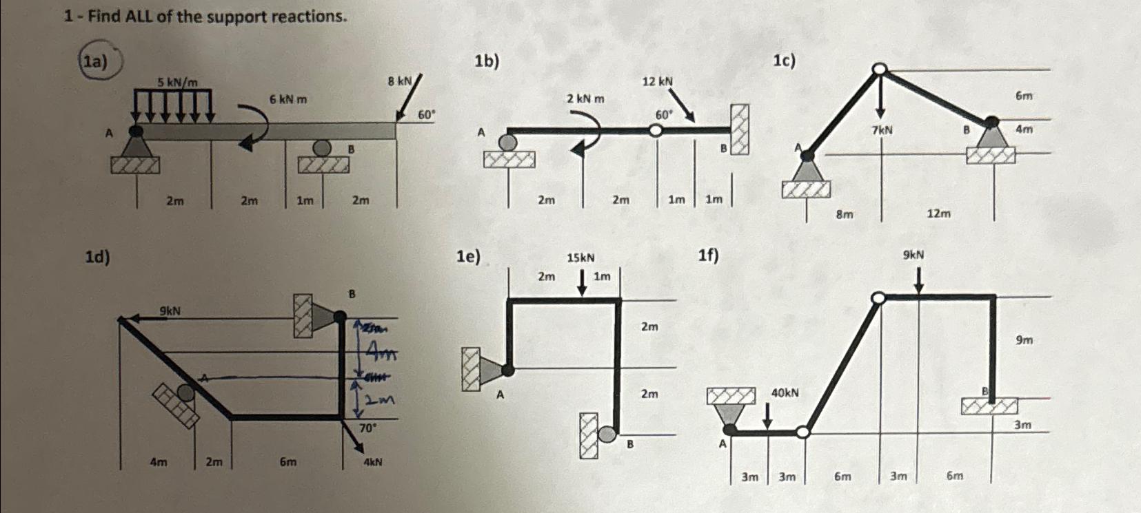 1 - Find ALL of the support reactions.