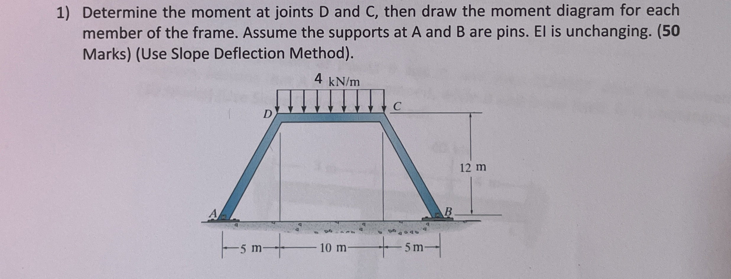 Determine the moment at joints D and C , then