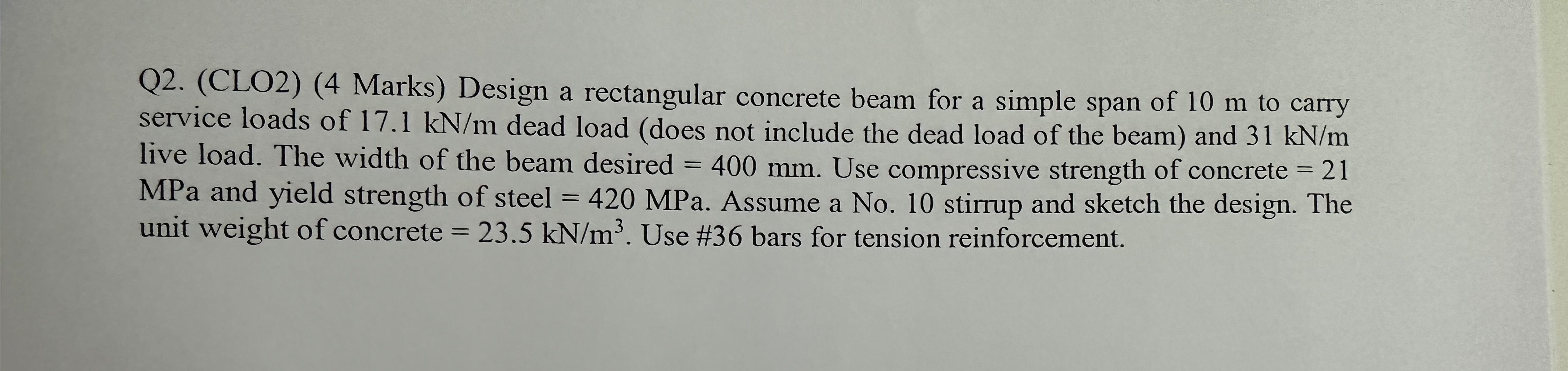 Q 2 . ( CLO 2 ) ( 4 Marks ) Design a rectangular