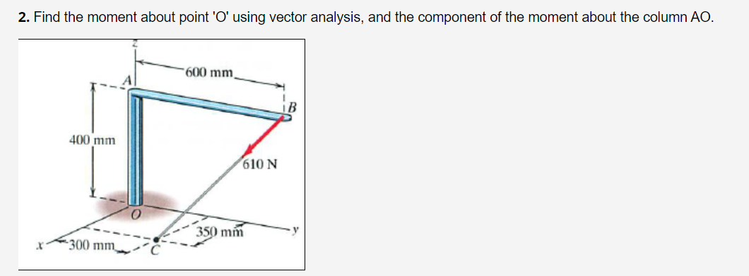 Find the moment about point ' O ' using vector