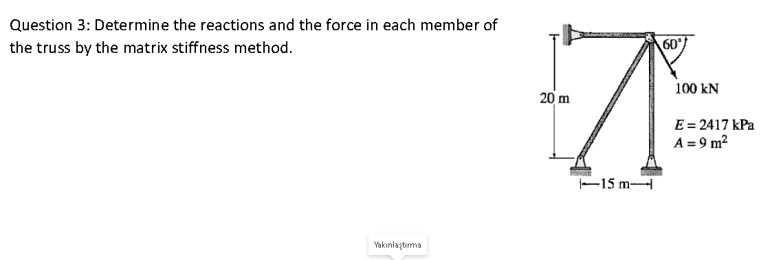 Question 3 : Determine the reactions and the