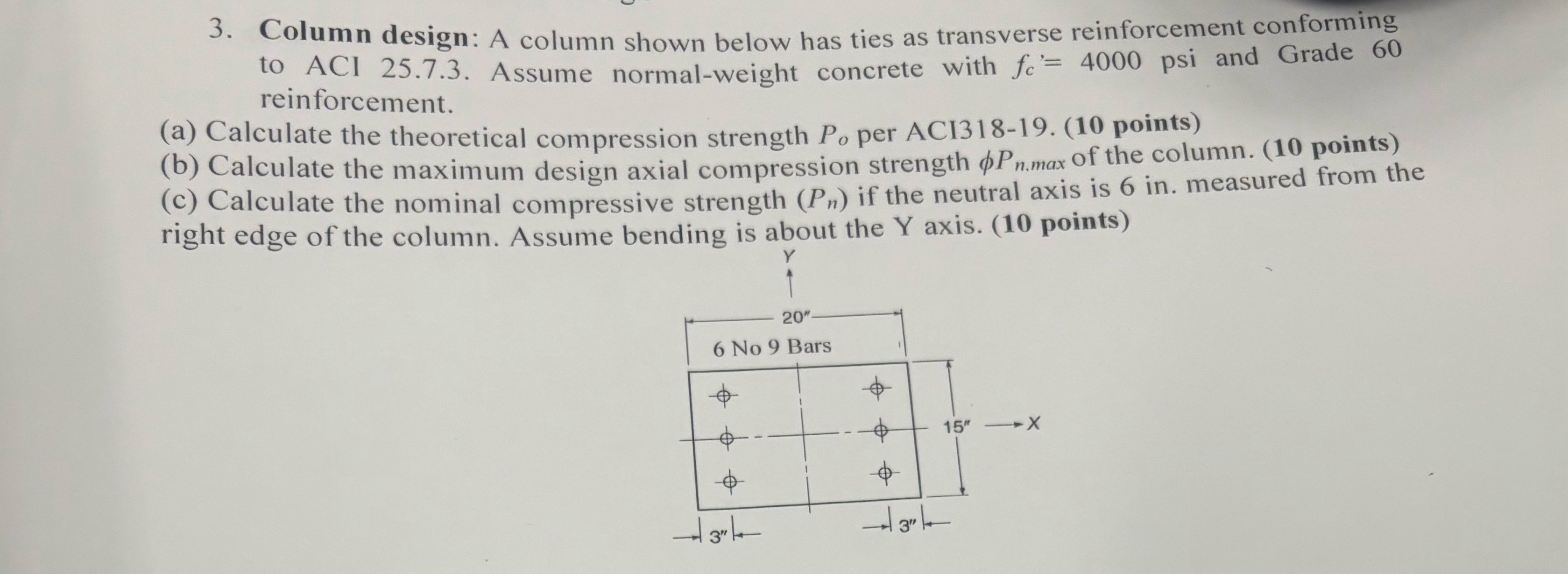 Column design: A column shown below has ties as