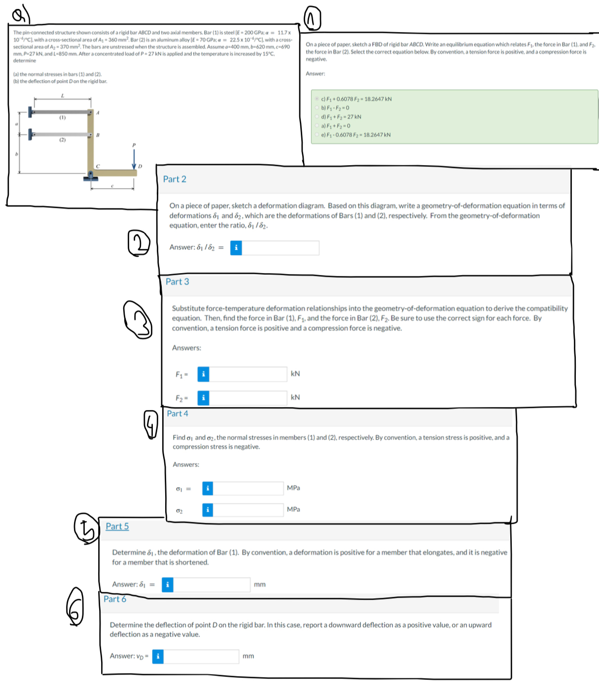 Can you solve the part 2 , 3 , 4 , 5 and 6 ,