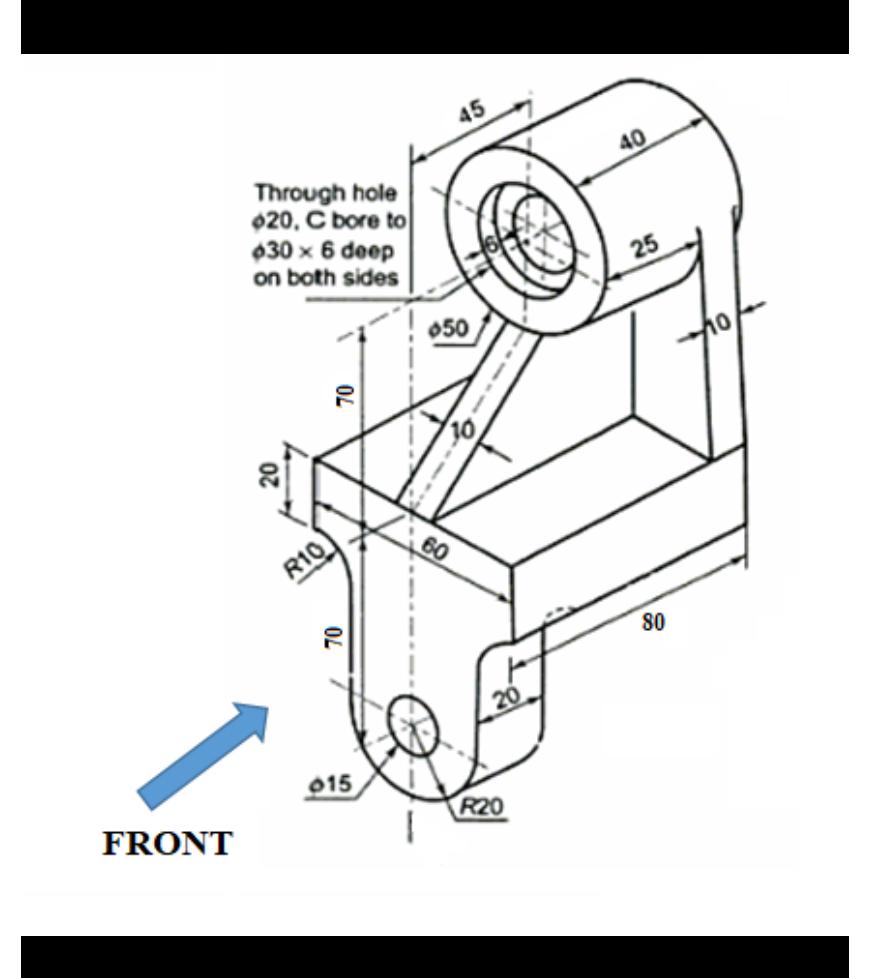 Draw front view and full sectional right view.