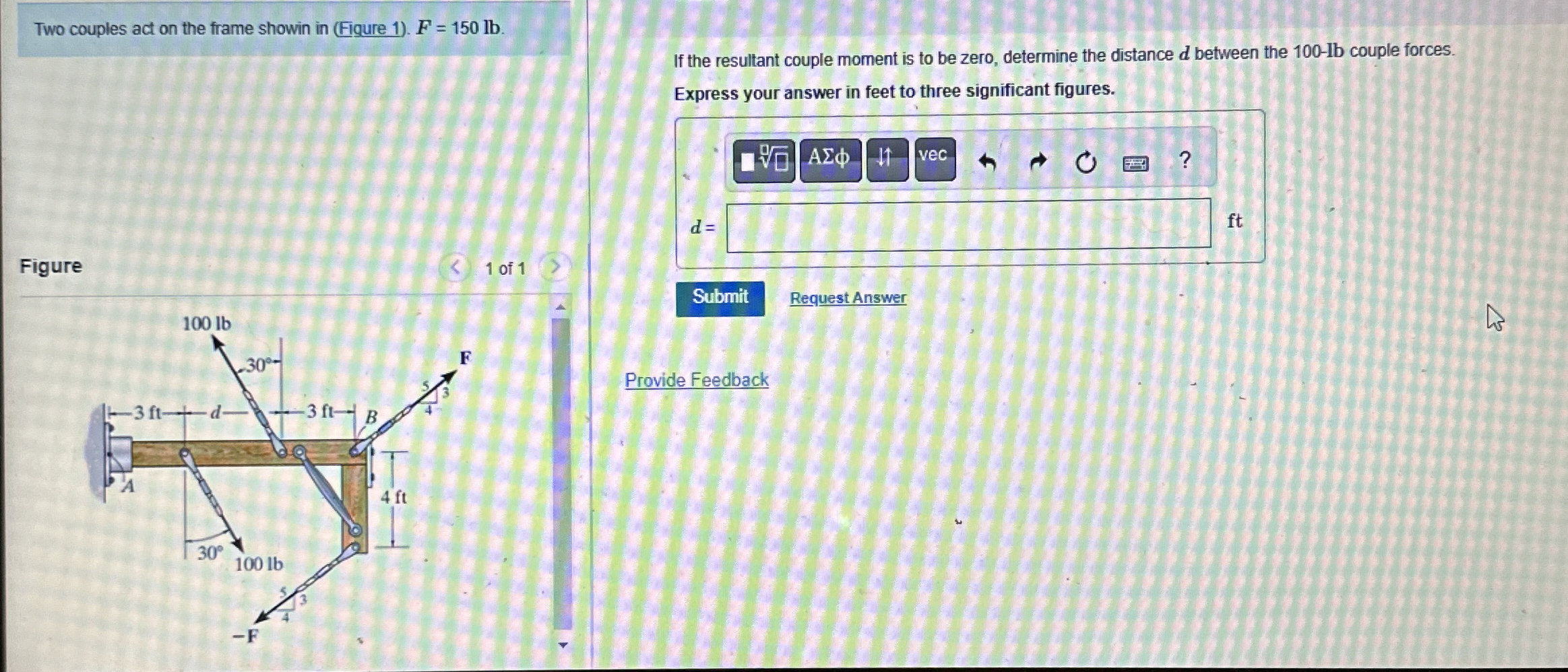 Two couples act on the frame showin in ( Figure 1