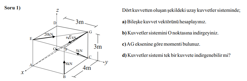 Soru 1 ) D rt kuvvetten olu an ekildeki uzay