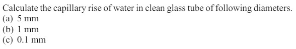 Calculate the capillary rise of water in clean