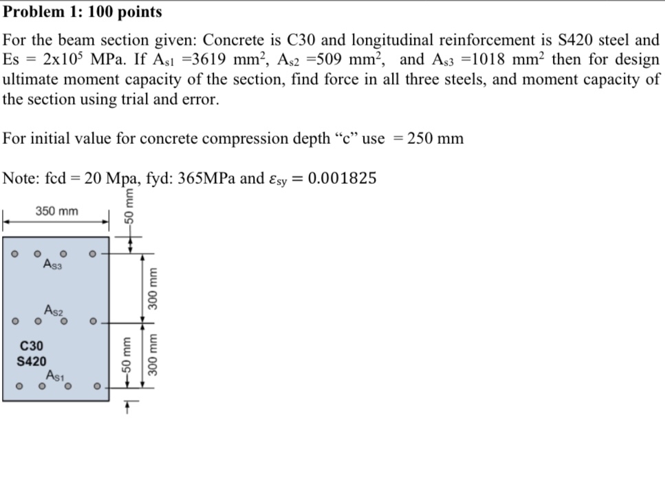 Problem 1 : 1 0 0 points For the beam section