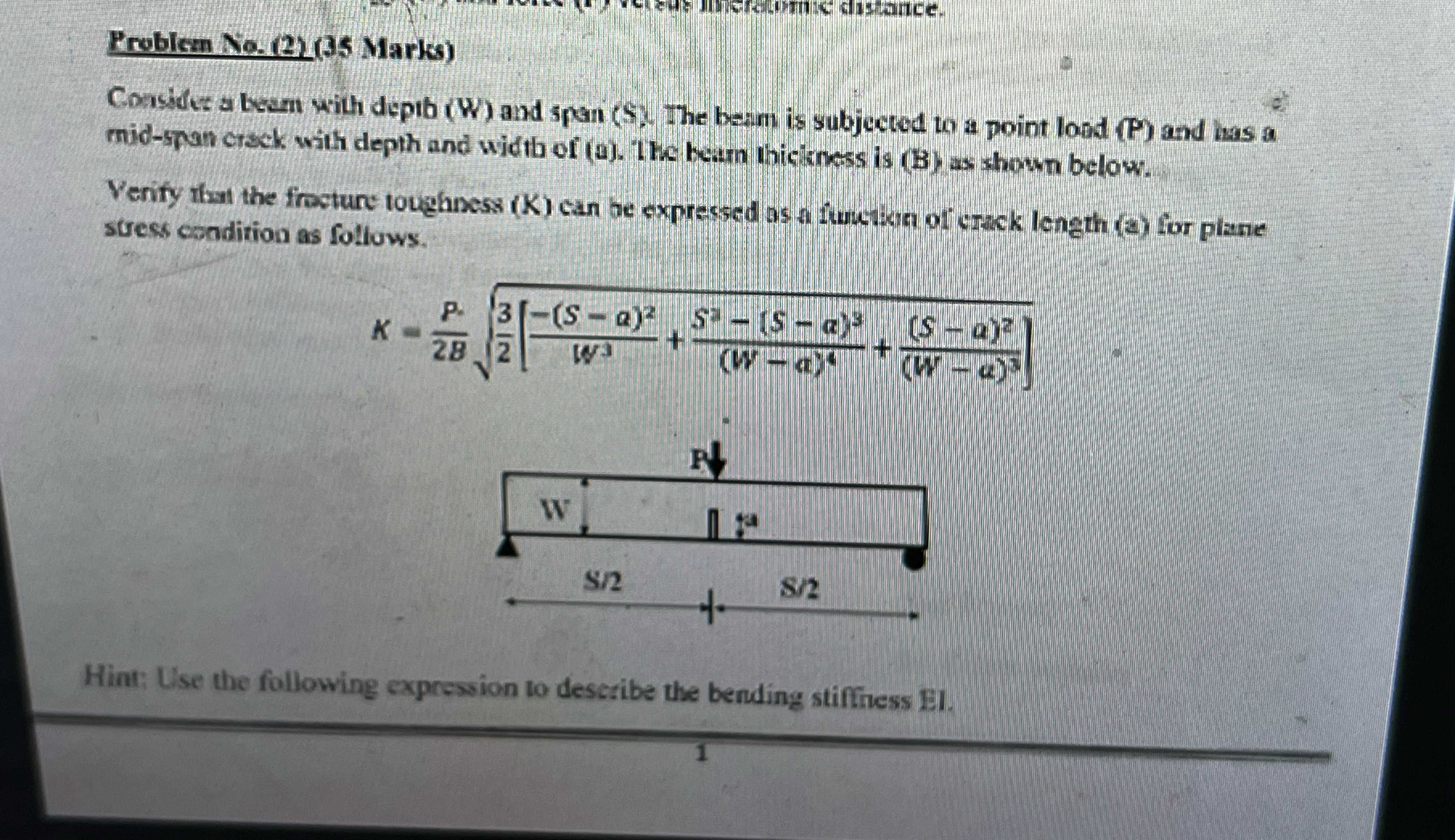 Consider a beam with depth ( W ) and span ( S ) .