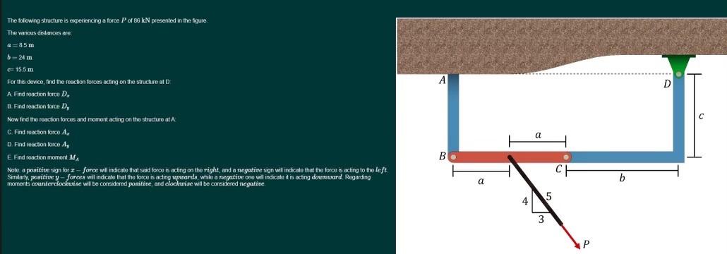 The following structure is experiencing a force P