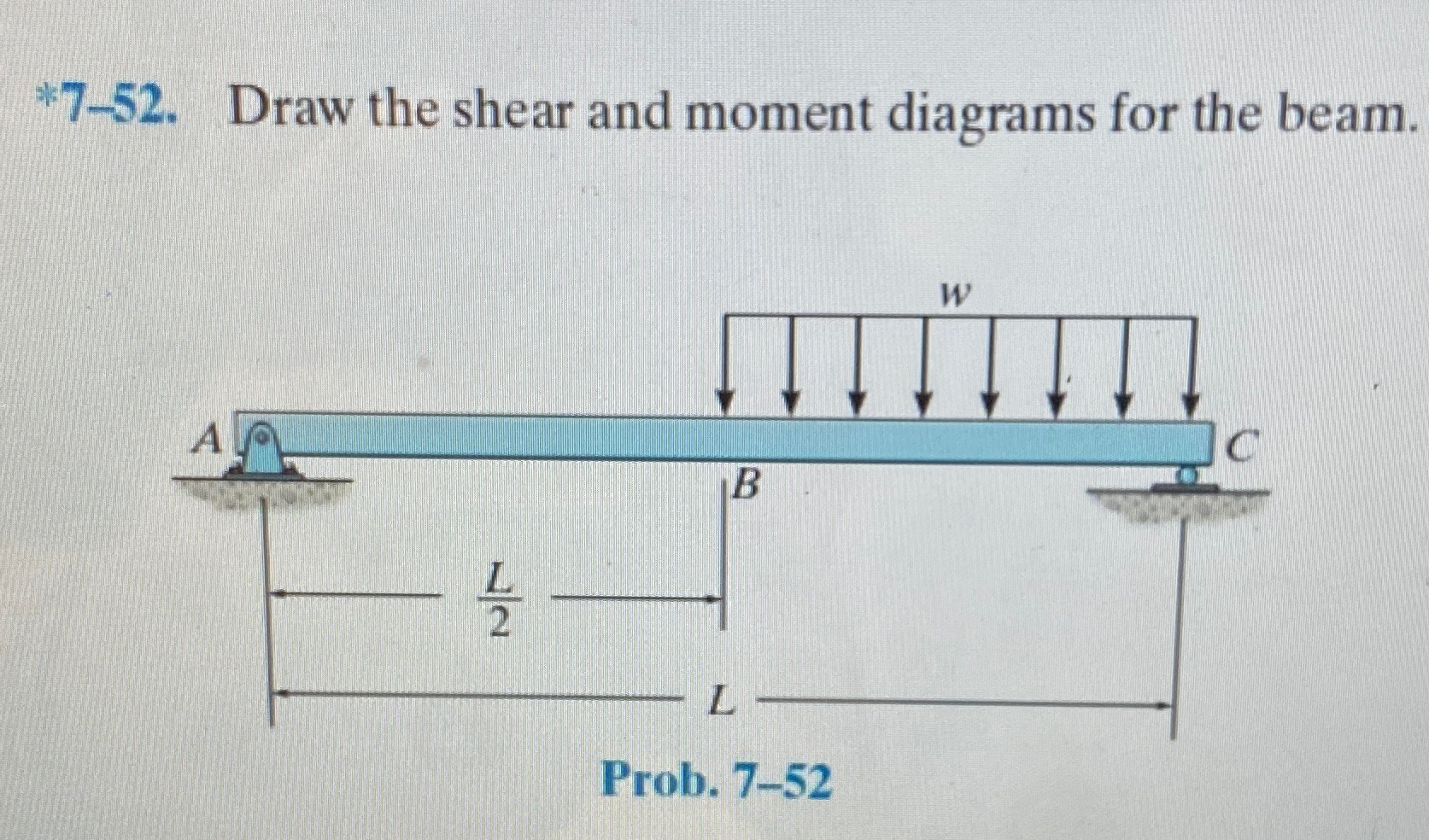 * 7 - 5 2 . Draw the shear and moment diagrams
