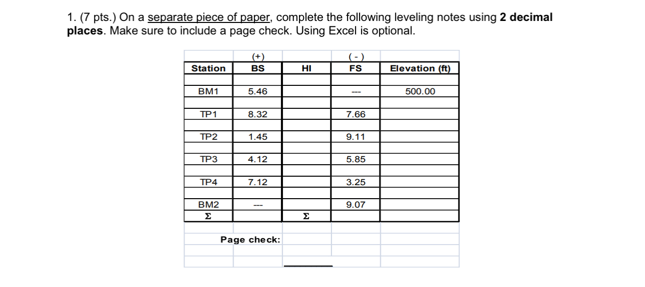 ( 7 pts . ) On a separate piece of paper,