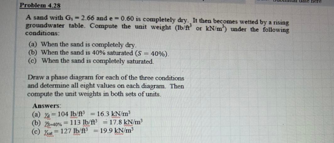 A sand with G s = 2 . 6 6 and e = 0 . 6 0 is