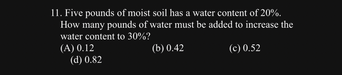 Five pounds of moist soil has a water content of