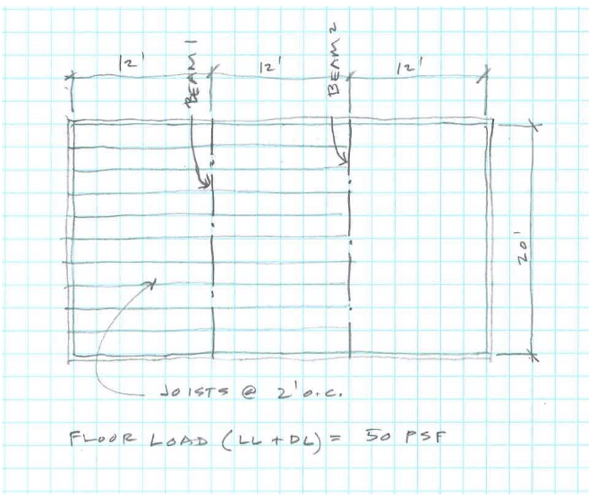 The framing plan below is for the upper floor