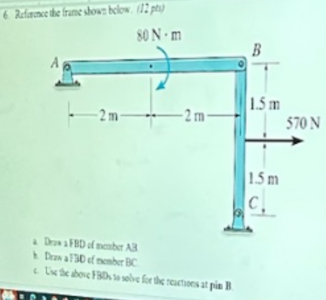 Draw a FBD of member AB Draw a FBD of member BC