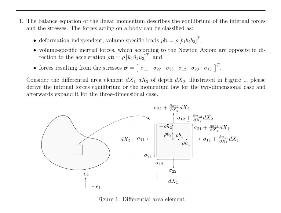 The balance equation of the linear momentum