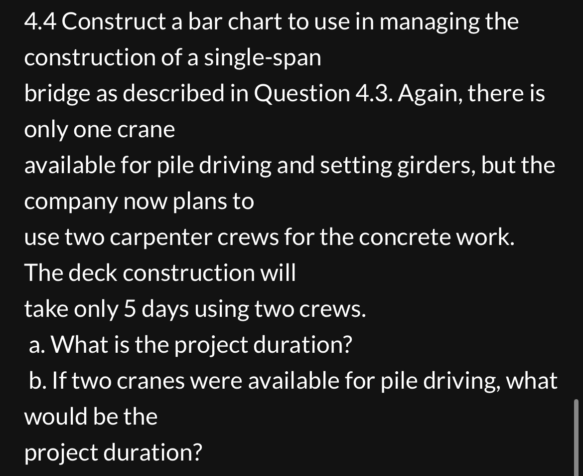 4 . 4 Construct a bar chart to use in managing