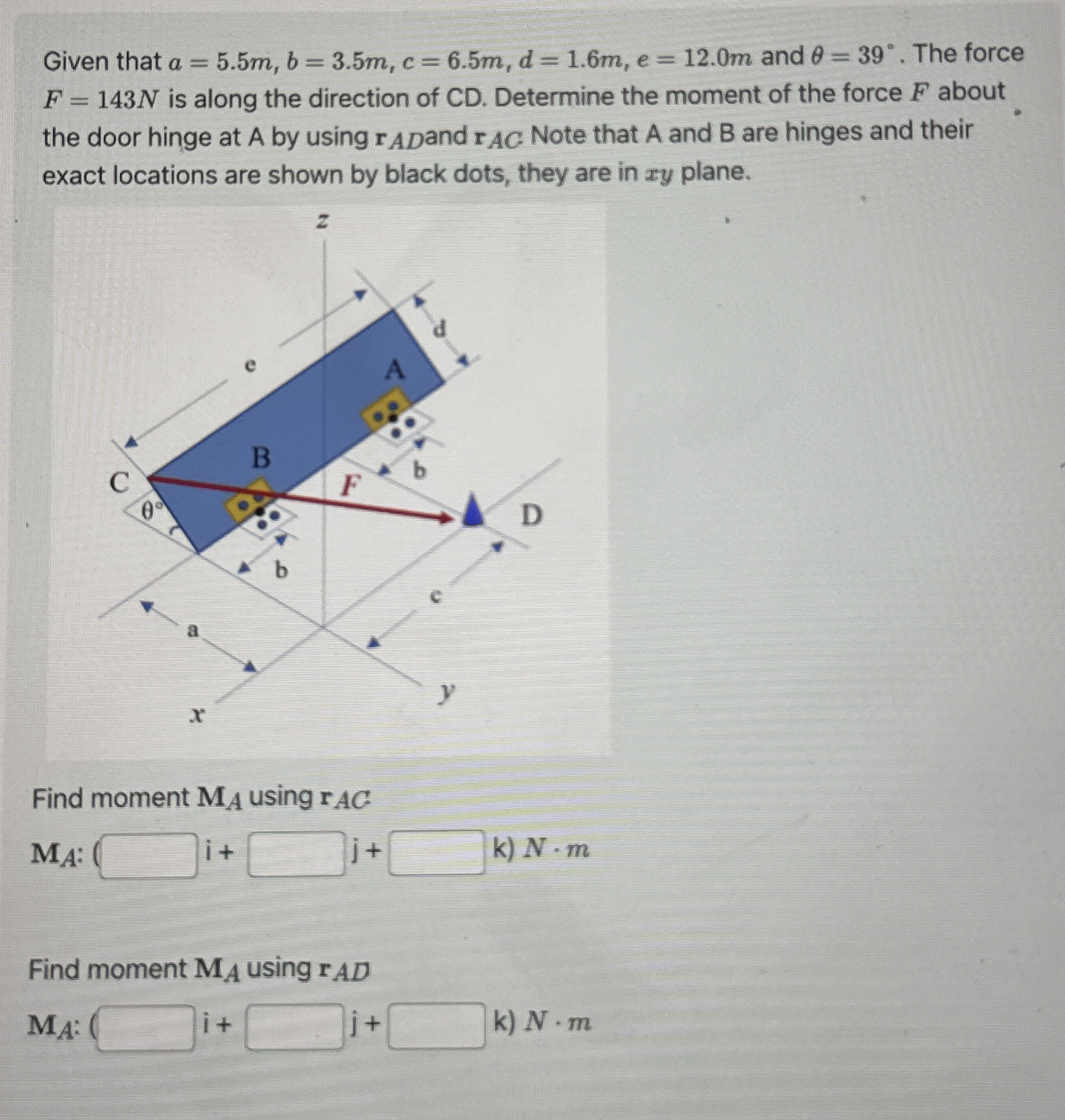 Given that a = 5 . 5 m , b = 3 . 5 m , c = 6 . 5