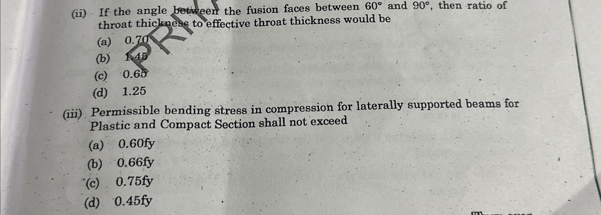( ii ) If the angle between the fusion faces
