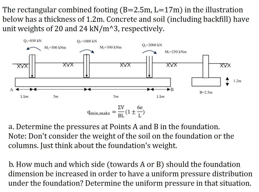 The rectangular combined footing ( B = 2 . 5 m ,