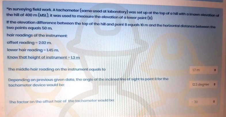 " In surveying field work. A tachometer ( same