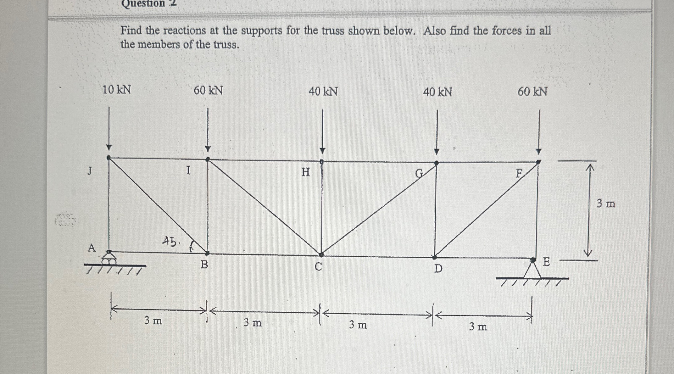 Find the reactions at the supports for the truss
